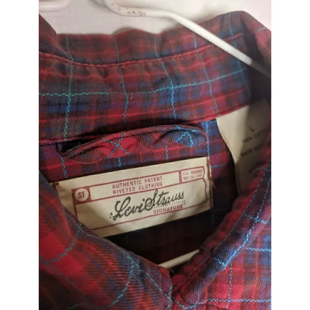 Vintage Levi's Levi Strauss Red Plaid Casual Button Down Short Sleeve Shirt Larg